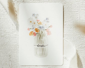 Dankeskarte | Blumenstrauß I A6 I Karte Dankeschön Danke Für Freunde und Kollegen I Abschied | Aquarell Illustration I Print