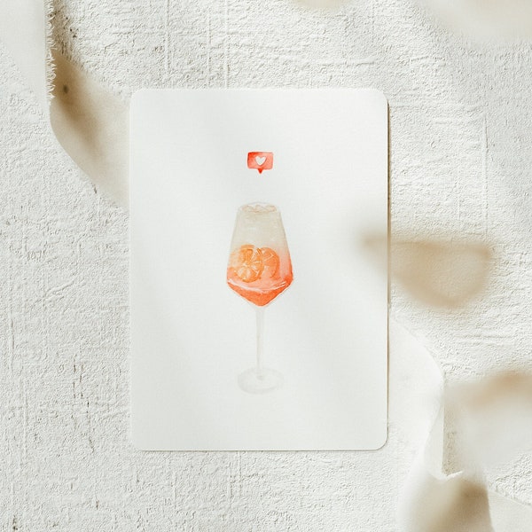 Aperol Love A6 | Like Aperol Spritz Birthday Card Gift Birthday Woman Valentine's Day Decoration Kitchen Campari Card | watercolor
