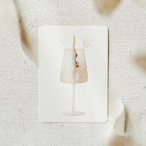 Wein Sprung Postkarte A6 Weingeschenk Geschenk Geburtstag Wein Zu Vino sag ich nie No Aquarell Wein Illustration Einladung Geburtstag