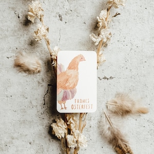Minikarte Osterkarte Huhn | Ostergrüße Osterhuhn | Postkarte A6 Geschenk Ostern Mama Oma Papa Oster Dekoration Aquarell Osterkarte