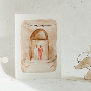 Karte zur Hochzeit für Männer | Klappkarte A6 | Glückwünsche Gay Wedding |Naturpapier |Handgemalt | Aquarell Illustration | Print