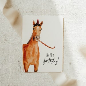 Party Horse Postcard | A6 | Invitation gift birthday and children's birthday | Card Horse | Watercolor illustration | Print