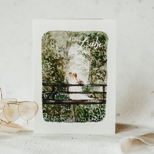 Karte zur Hochzeit | Klappkarte A6 | Hochzeit Geldgeschenk Waldhochzeit Boho Karte Hochzeit |Naturpapier |Handgemalt | Aquarell | Print