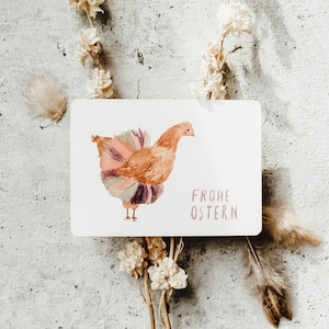 Osterkarte Huhn | Ostergrüße Osterhuhn | Postkarte A6 Geschenk Ostern Mama Oma Papa Oster Dekoration Aquarell Osterkarte