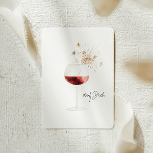 Postcard Birthday Wine | A6 | Sparkler | Wine gift | Red wine | Decoration | Friends & Family | Hand painted | Watercolor | Print