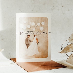 Wedding card in boho style | Folding card A6 | Congratulations to the newlyweds | wedding gift | Watercolor Illustration | printing