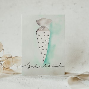 Karte zur Einschulung | A6 | Einschulung Junge Einschulung Mädchen I Karte Einladung Einschulung Aquarell Illustration | Handlettering