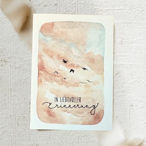 Trauerkarte Wolken | Karte Trauer Beileid A6 | In liebevoller Erinnerung | Aquarell Illustration | Handlettering | Print
