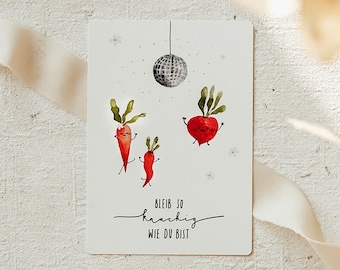 Party vegetables card birthday Stay as crisp as you are card saying funny I A6 gift for mom GrandmaI watercolor card