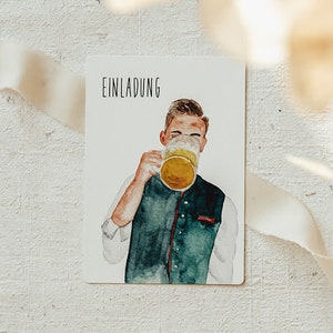 Einladung Geburtstag Mann Postkarte | Party Einladung Mann Geburtstag | Geburtstagseinladung | A6 | Handgemalt | Aquarell | Print