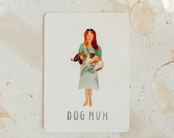 Carte maman chien | A6 | Carte d'anniversaire de maman de chien Maman de chien | Carte Chien Propriétaire de chien Illustration aquarelle | lettrage à la main | impression