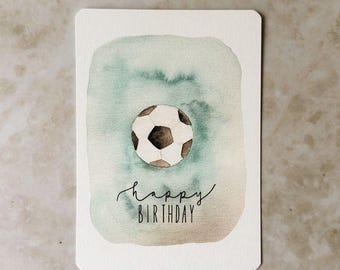 Postal de fútbol | Tarjeta de cumpleaños para niños A6 | Invitación de cumpleaños infantil de fútbol | Acuarela
