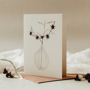 Weihnachtskarte Vase Sternenzweig | A6 Klappkarten | Weihnachtsgruß & Dekoration | Aquarell Illustration | Handlettering | Print