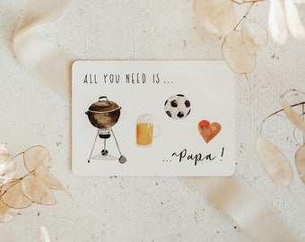 Card Father's Day | Postcards Father's Day A6 | Dad Beer Grilling Card Watercolor Gift Dad Father's Day Card Hand lettered Dad Birthday