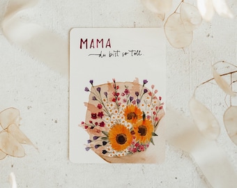 Carte Maman Fête des Mères | Maman tu es géniale A6 | Carte de fête des mères à la main aquarelle cadeau maman carte d'anniversaire maman anniversaire