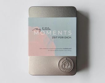 MIS PEQUEÑOS MOMENTOS Set de acuarelas para principiantes, kit de acuarelas con tarjetas, regalo para novia, descanso creativo sin conexión | Set para colorear