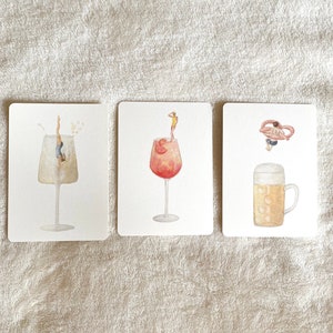 Aperol - Bier - Wein - Schwimmer | Postkarten Set A6 | | Aquarell Illustration | Print