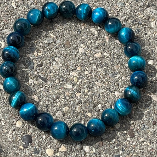 Blue tiger eye natural Stone bracelet man woman 8mm Crystals for Money//Crystals for Luck//Prosperity Crystals//Gemstone Bracelets//