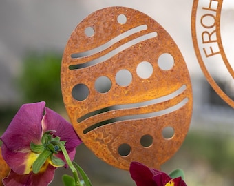 Egg without writing plug flowers as garden decoration - Easter - rust - garden art - garden decoration - gift - Easter