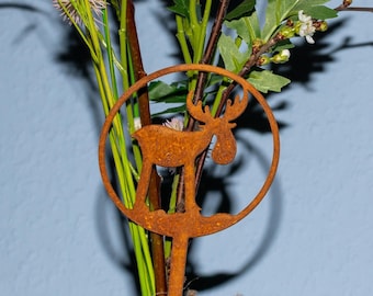 Deer as a flower stake - Christmas - Garden decoration - Dried flowers - Rustic finish - Garden art - Garden ornament - Gift