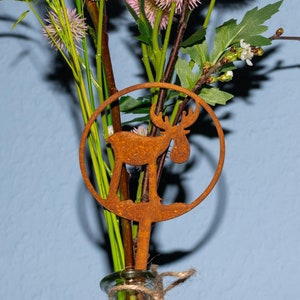 Deer as a flower plug - garden decoration - dried flowers - patina - garden art - garden decoration - gift