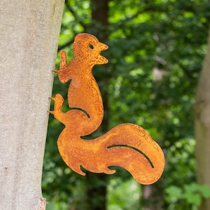 Ardilla de metal oxidada - Adorno de jardín - Decoración oxidada para jardín y terraza - Regalo de Pascua