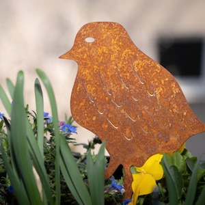 Patina Sparrow – Metal Garden Decoration – Rusty Animal Figure for Balcony & Flower Bed