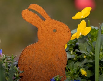 Small rabbit as garden decoration - Easter - weathered steel - garden art - garden ornament - gift