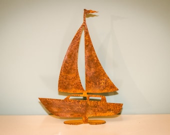 Sailboat as garden decoration - interior decoration - desk - weathered steel - garden art - garden ornament - gift idea for him and her
