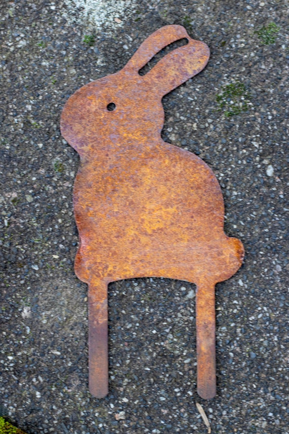Lapin De Pâques Déco Jardin 37cm - Patine Rouille