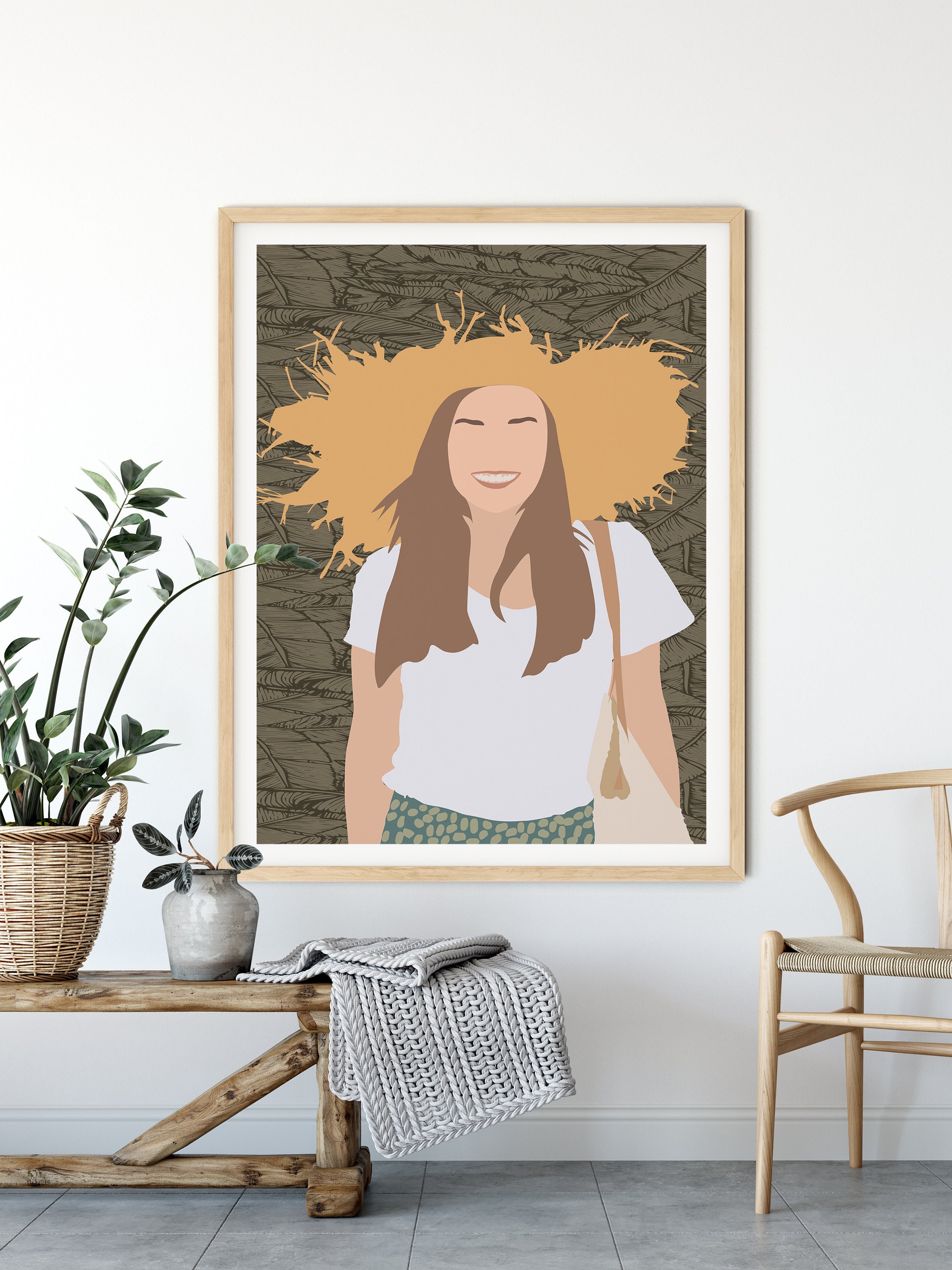 Boho Art Prints Boho Living Room Decor Girl Portrait | Etsy