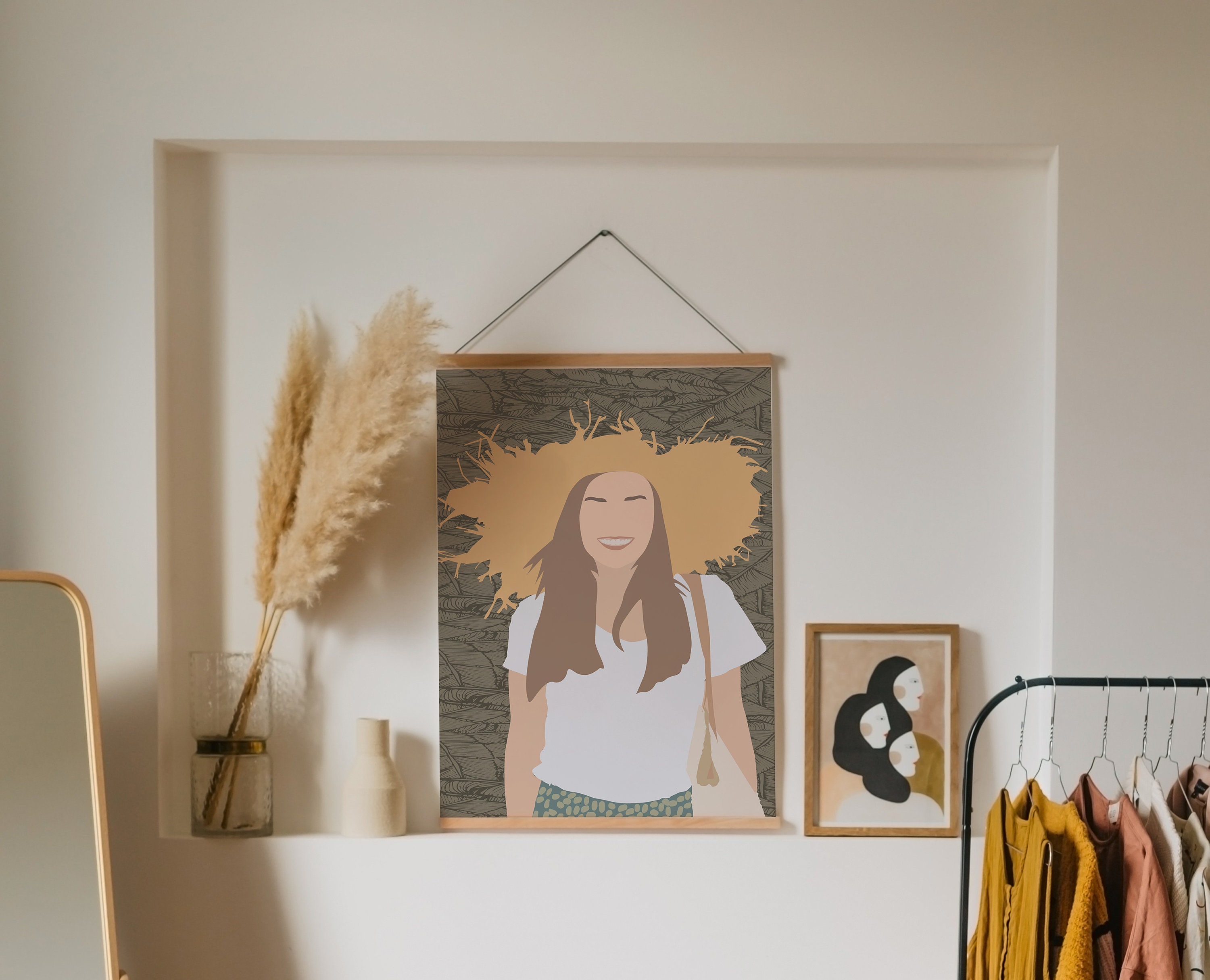 Boho Art Prints Boho Living Room Decor Girl Portrait - Etsy