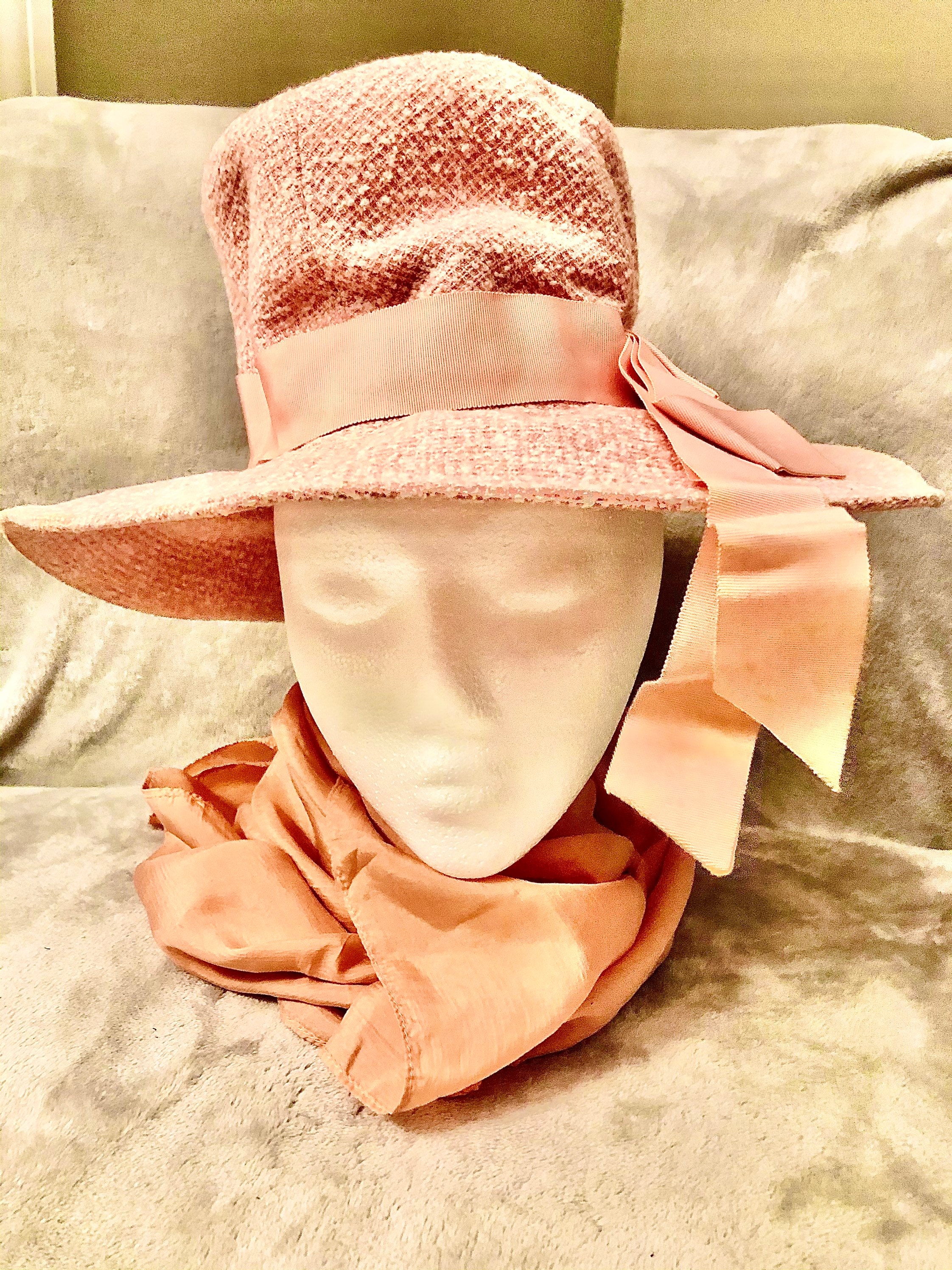 Vintage peach hat peach ribbon sun hat wedding spring costume Etsy