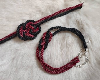 Shibari collar choker necklace SET of 2, adjustable length 24+ colours (single or duotone), BYO custom