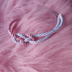 Shibari collar choker necklace, adjustable length, made to order, 24 colours single or duotone image 5