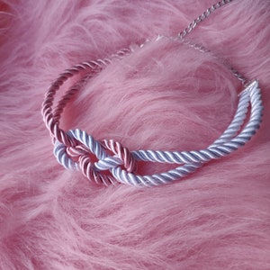 Shibari collar choker necklace, adjustable length, made to order, 24 colours single or duotone image 1