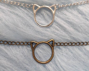 O-Ring Kitten Neko necklace / Day collar silver, bronze, gold in 4 different sizes