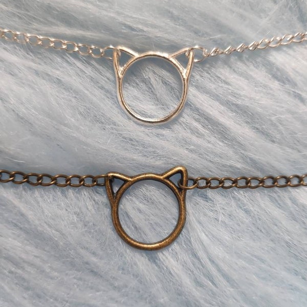 O-Ring Kätzchen Neko Halskette / Tageshalsband silber, bronze, gold in 4 verschiedenen Größen