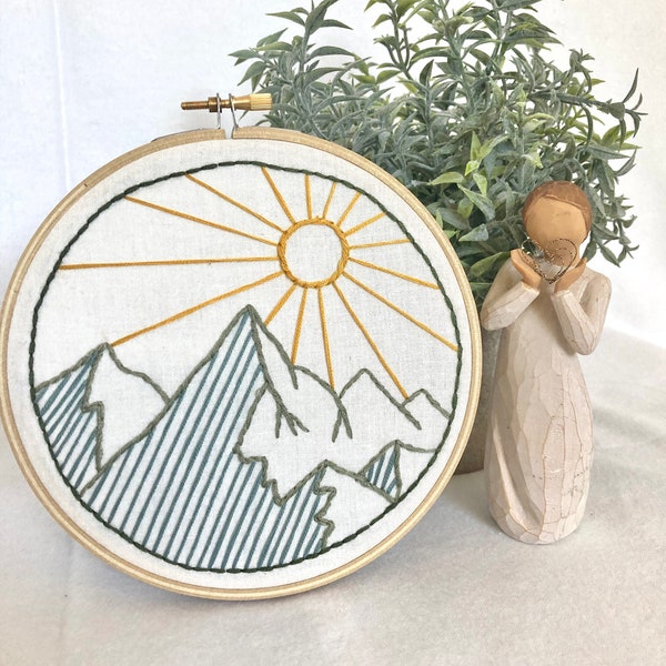Nature Hand Embroidery, Mountain Hand Embroidery, Landscape Art, Natural Art, Nature Decoration, Mountain Art Gift, Nature Themed Decor