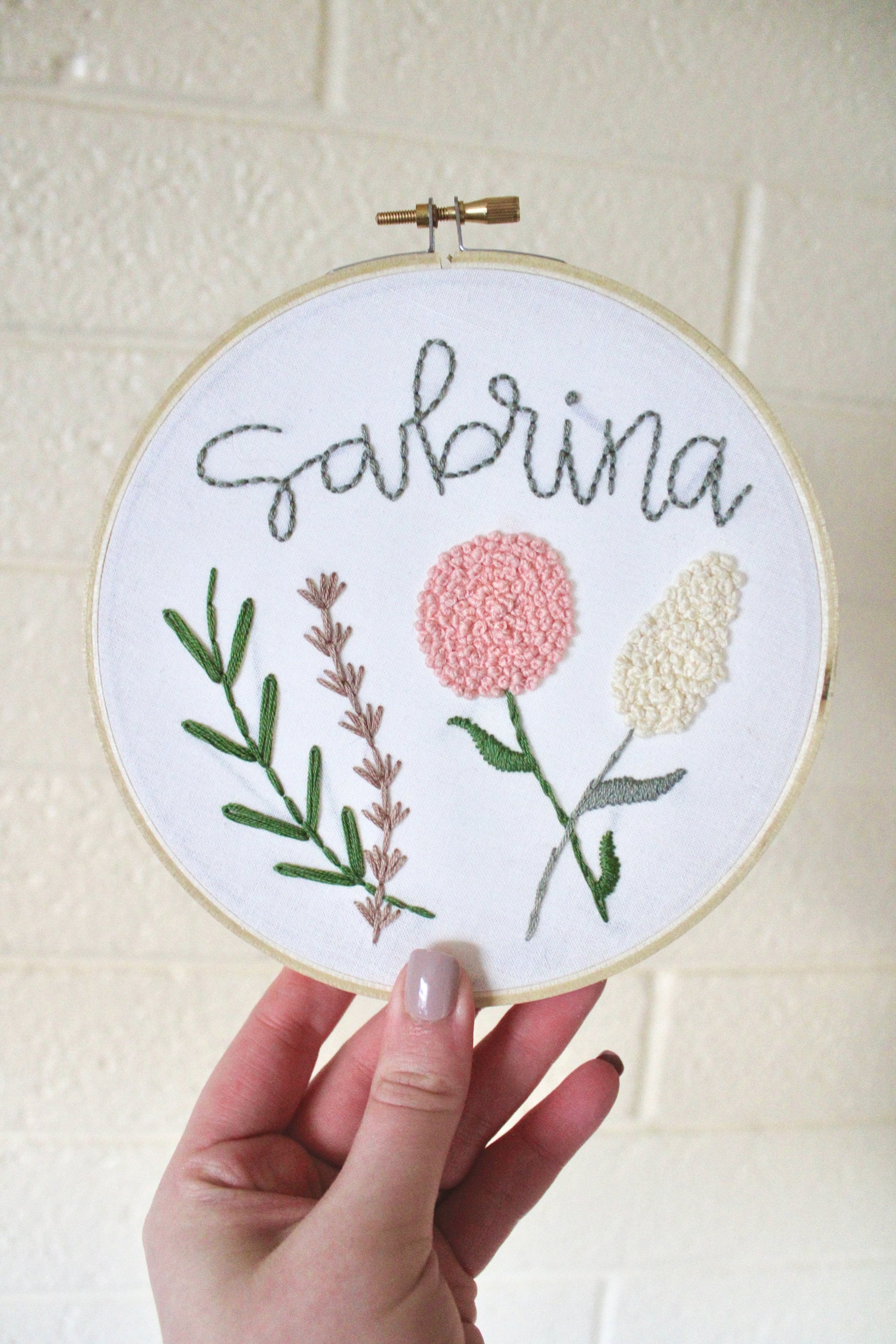 Floral Embroidery Custom Name Hand Embroidery Monogram | Etsy