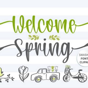 Welcome Spring Font, Digital Download, Font Script, Handwritten Font, Wedding Font, Cricut, Silhouette