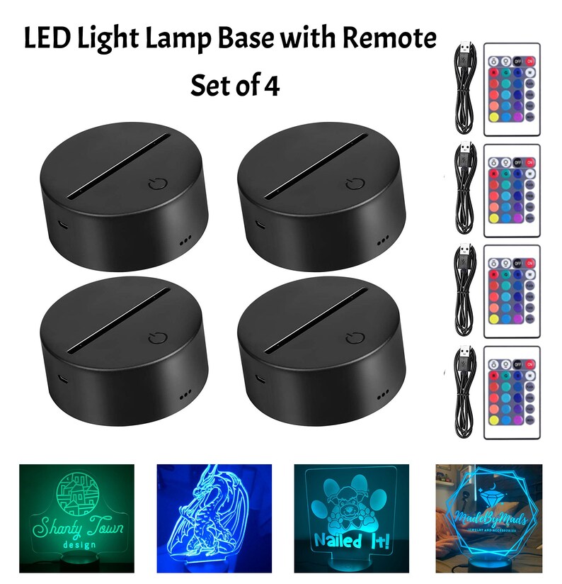 LED Light Bases Set of 4 Lamp Base Light Puck Acrylic Etsy