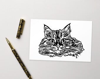 Postcard  from my original drawing Siberian Cat