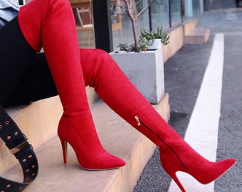 emerald green thigh high boots