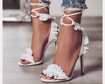 white 3 inch heels