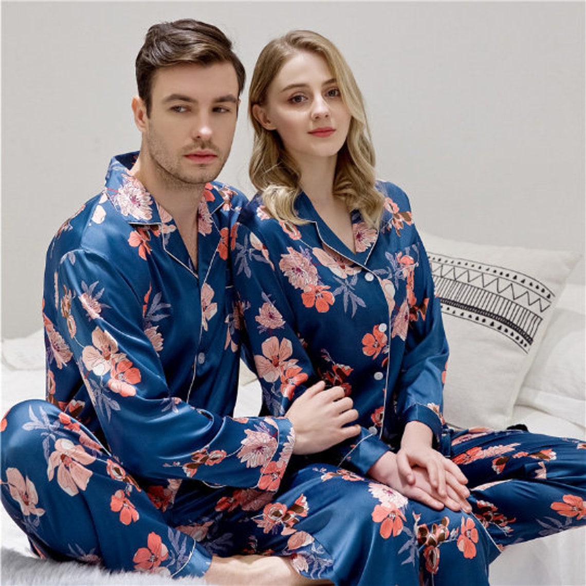 Couple Matching Silky Satin Pajamas Groom and Bride Gift Etsy