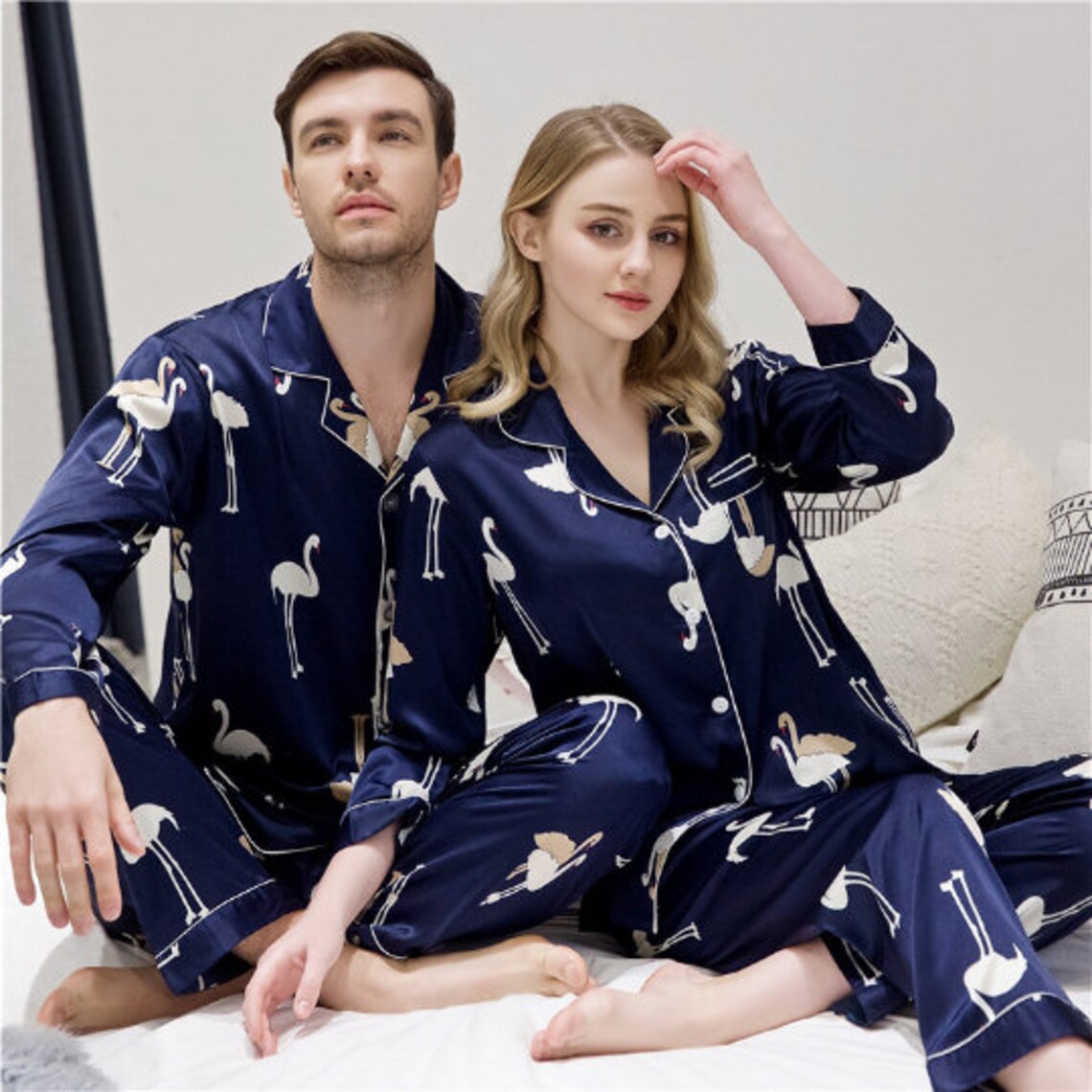 Couple Matching Silky Satin Pajamas Groom and Bride Gift Etsy