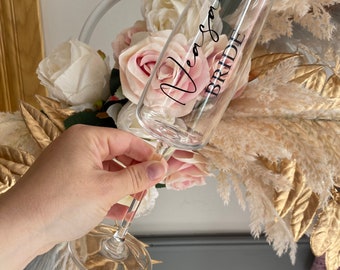 Personalised Prosecco Glass | Personalised Champagne Glass | Bridesmaid Glass | Bridal Party Champagne Flute | Wedding Glass | Wedding