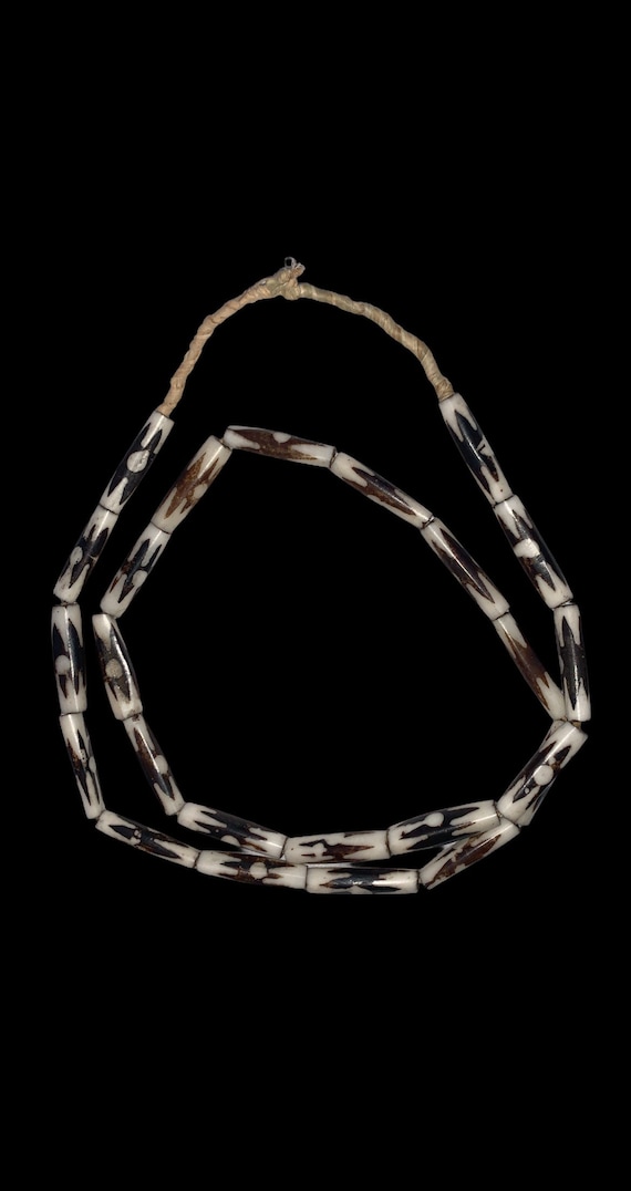 African Batik Bone Beads / Bead Necklace / African