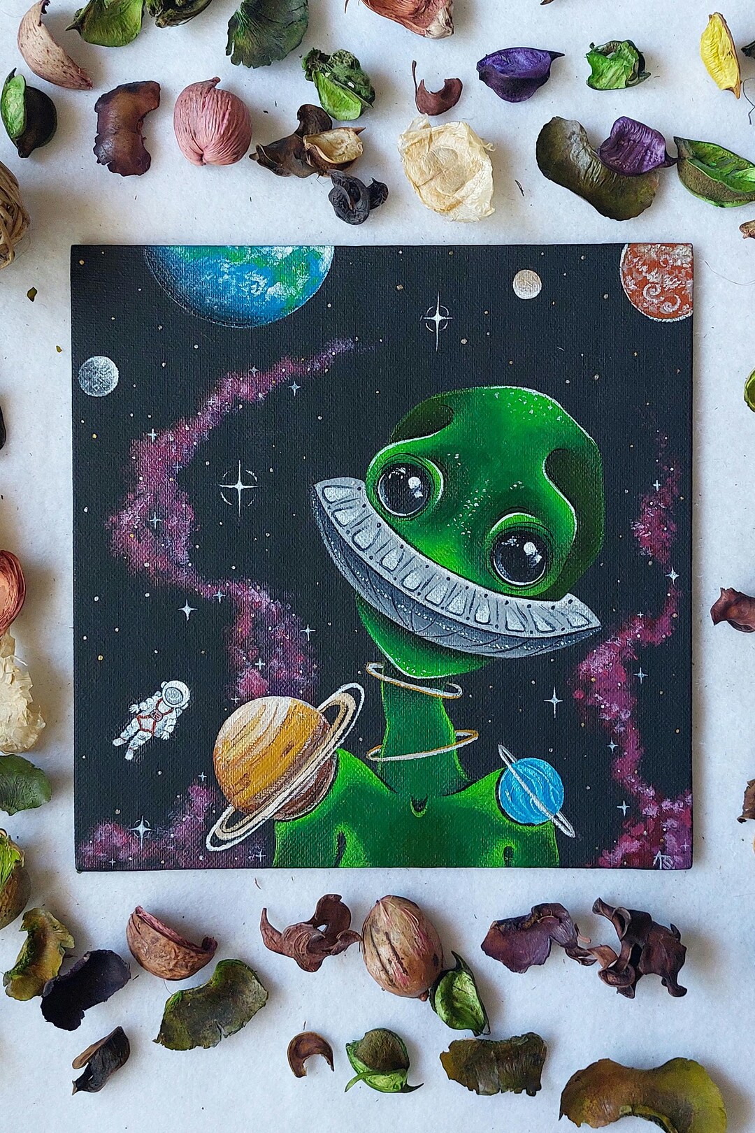 Strange Land Alien Original Acrylic Painting - 8x8inches Out of This ...